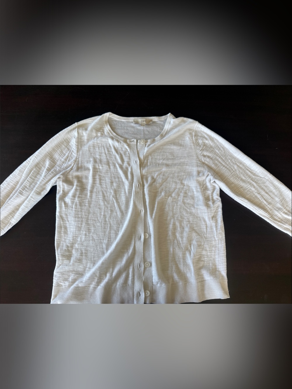 LOFT Soft White Henley Cardigan